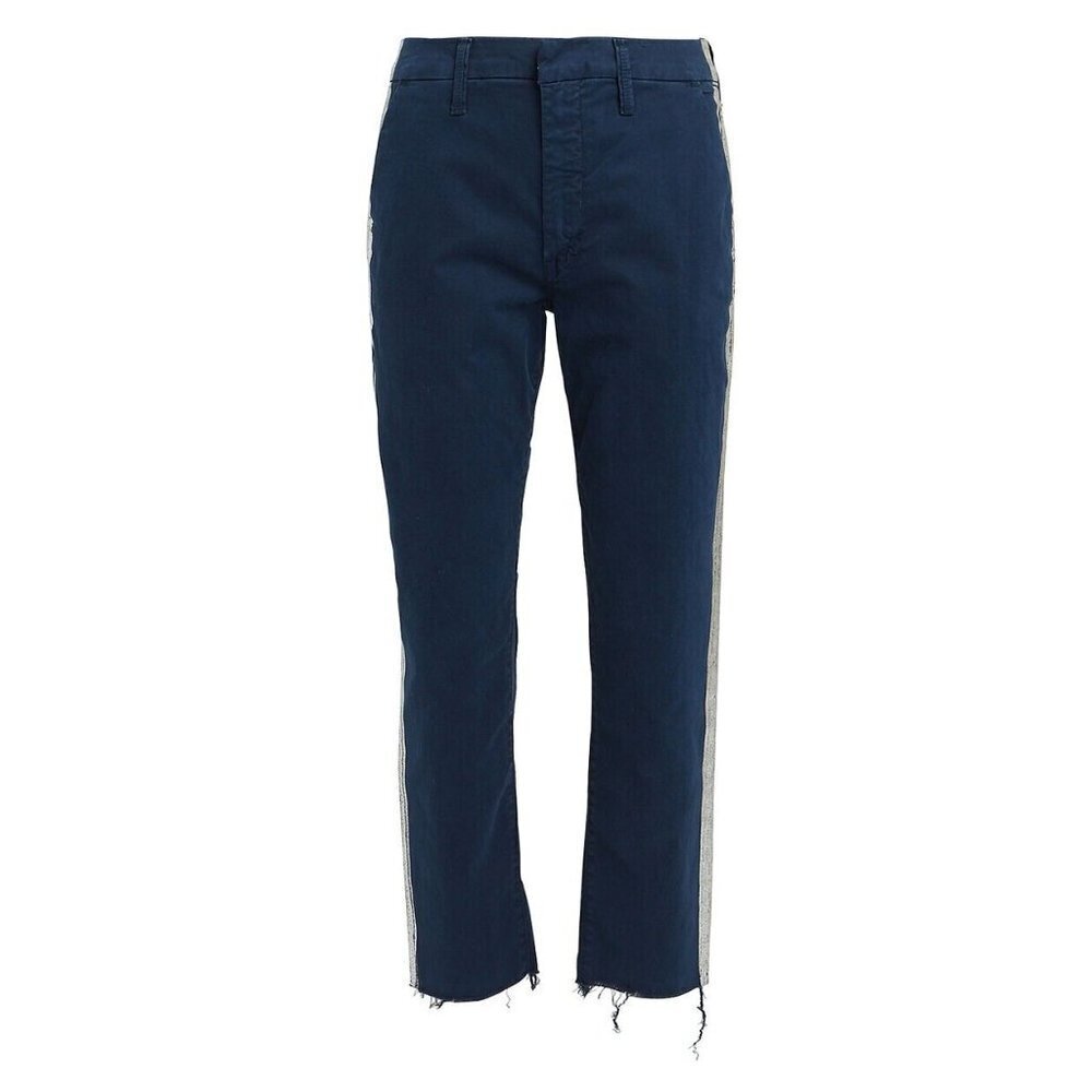 Mother Women's Size 25 Killing Time Blue The Shaker Prep Fray Pants Stripe Jeans